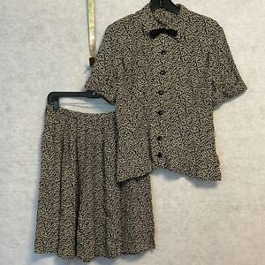 Vintage Black and Yellow Skirt Set Size 20